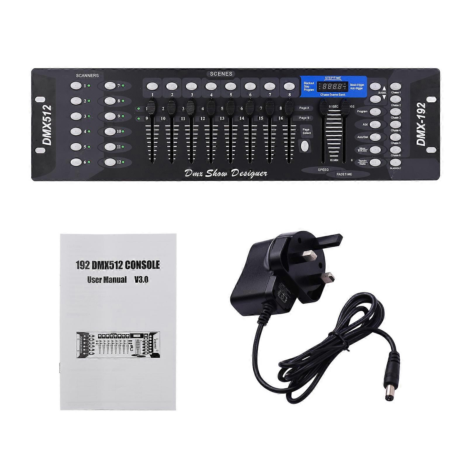 DMX512 Controller Console Panel 192CH Programmierfunktion Sound aktiviert mit LED-Bildschirmantenne für Bühne DJ Pubs Bar Party Disco Hochzeit Par Light