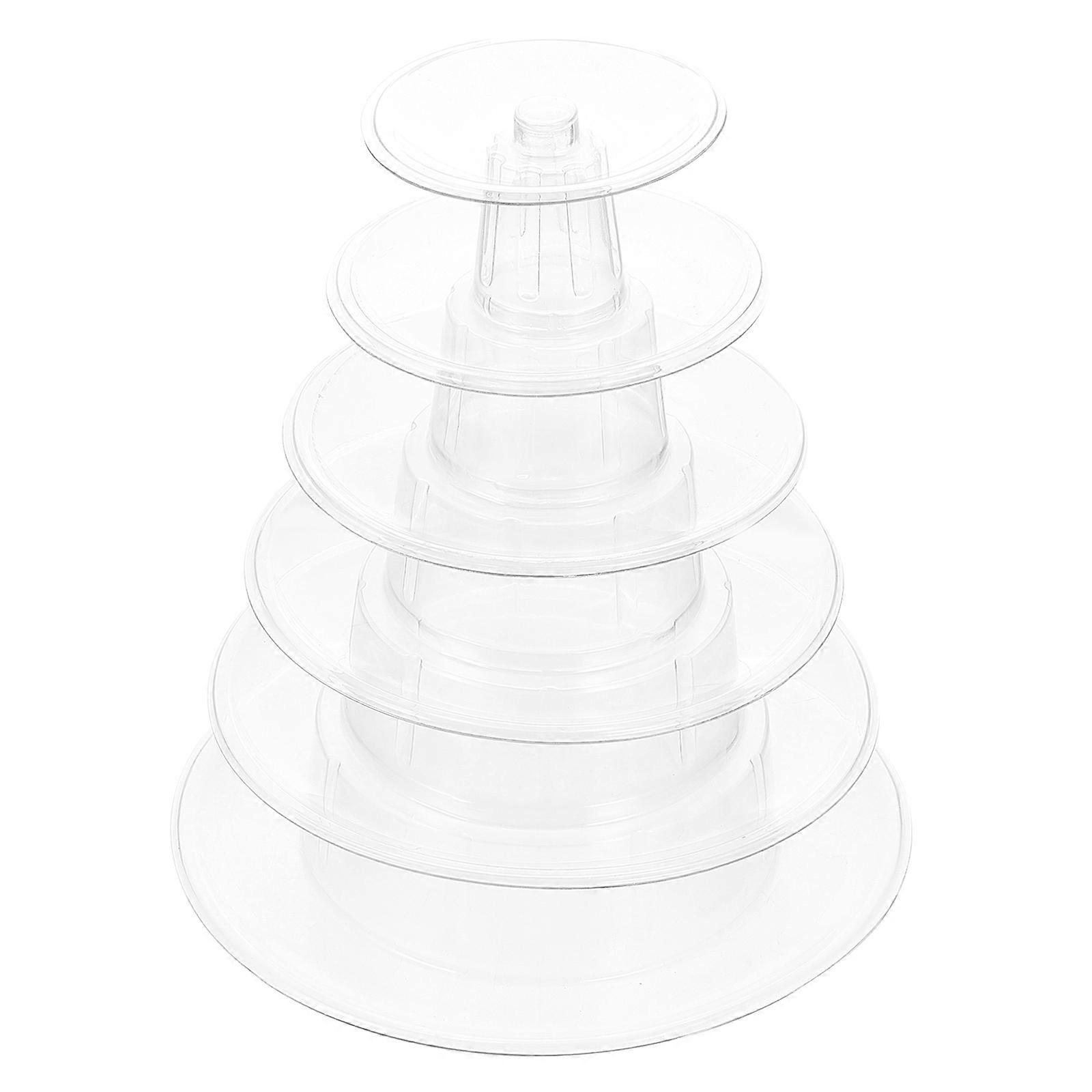 Macaron Display Stand 6-Tiers Cake Rack Round Elegant Design Transparent Storage 9.1×9.1×10.2In 1Set