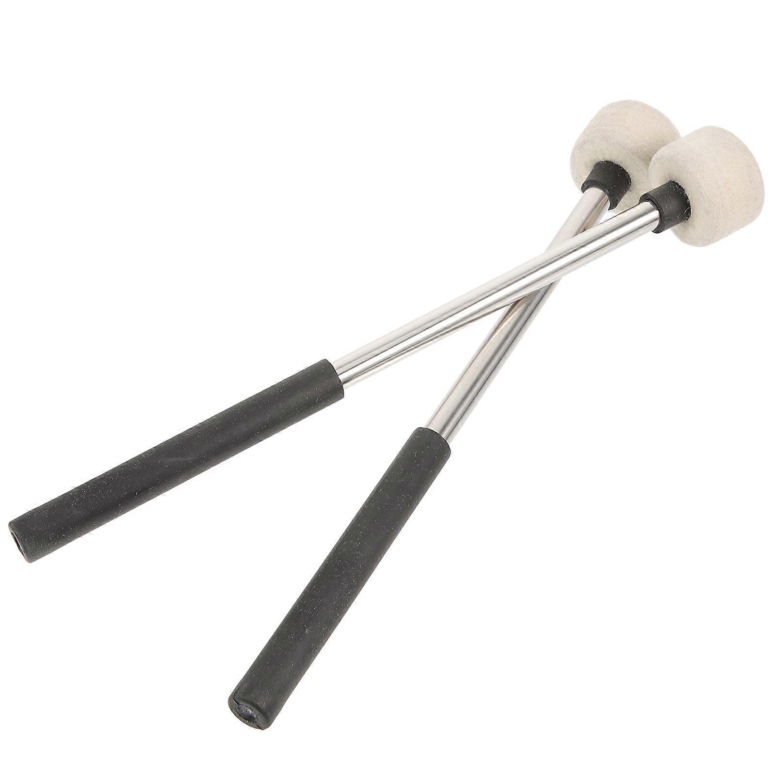 Felt Drum Sticks 2pcs with Stainless Steel Handle for Percussion Instruments, Comfortable Grip Mallets for Ethereal Drums and Drum Kits, Durable and