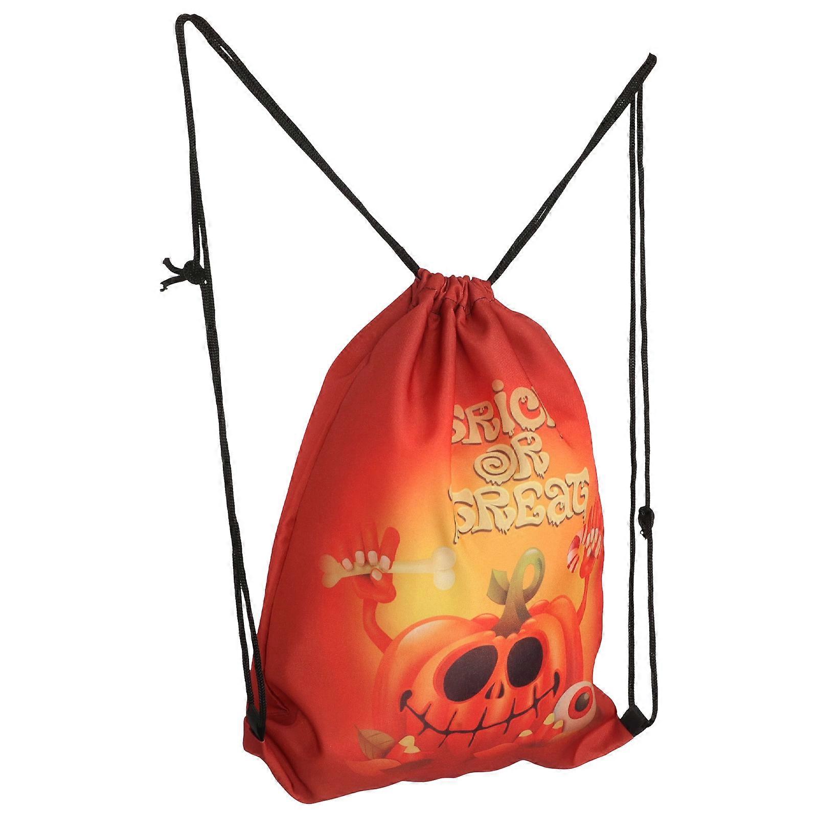 Orange Drawstring Pouches Halloween 43x33cm Drawstring Design Children 1Set