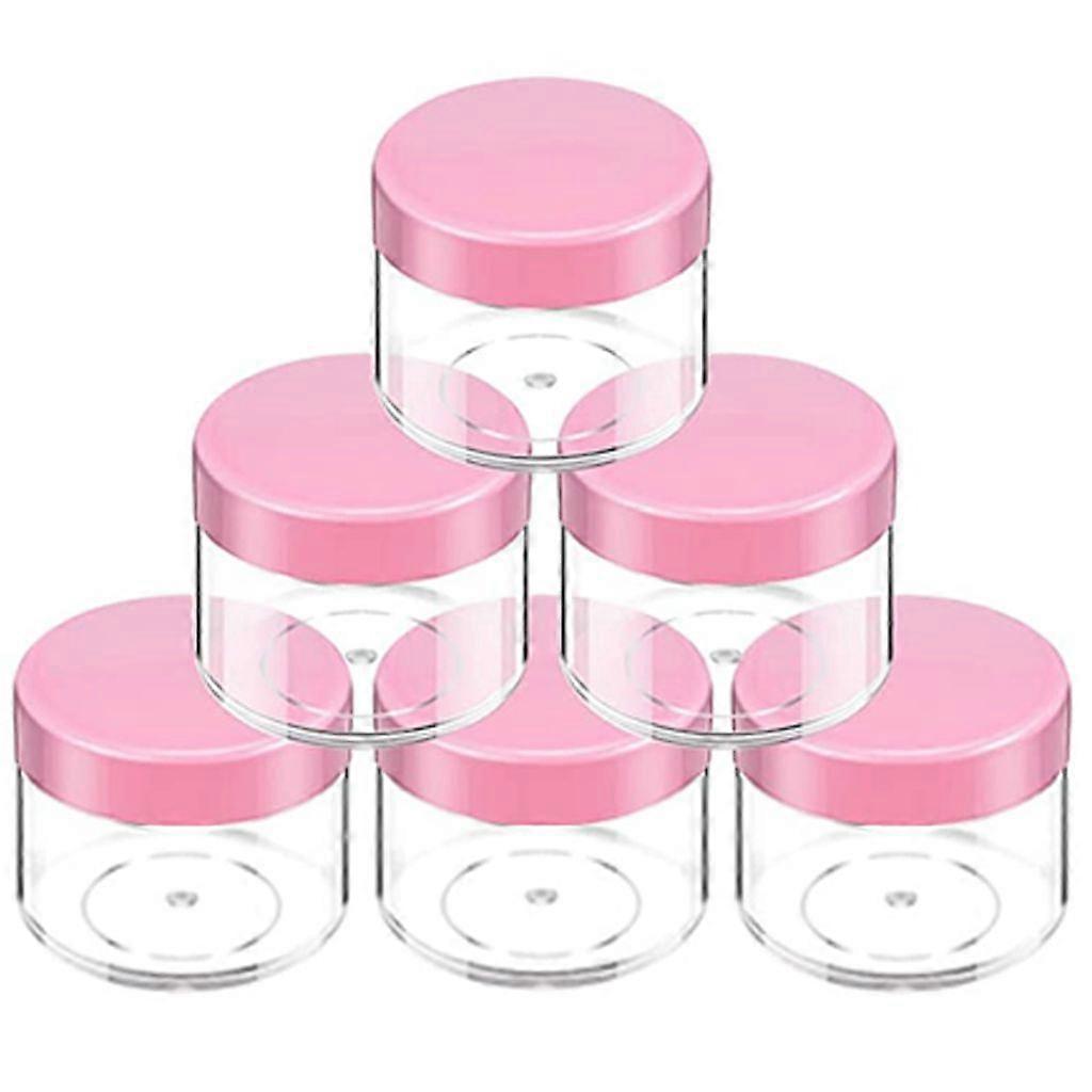20 ml (2 oz) round transparent leakproof plastic container with blue lid, suitable for travel, storage, dark pink