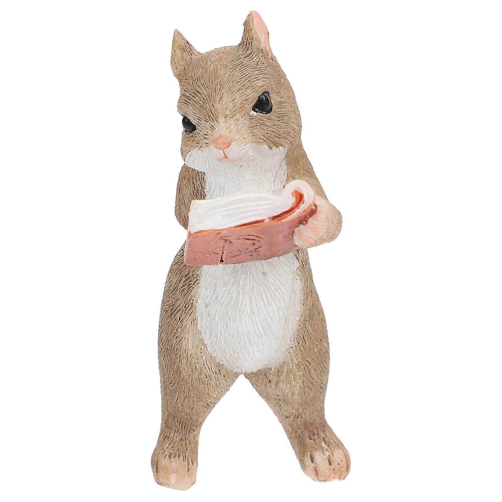 Resin Animals Adorn Reading Squirrel Statue Homeowners Garden Enthusiasts DIY Landscaping Project Resin 2.4×1.2×3.1in 1Pcs