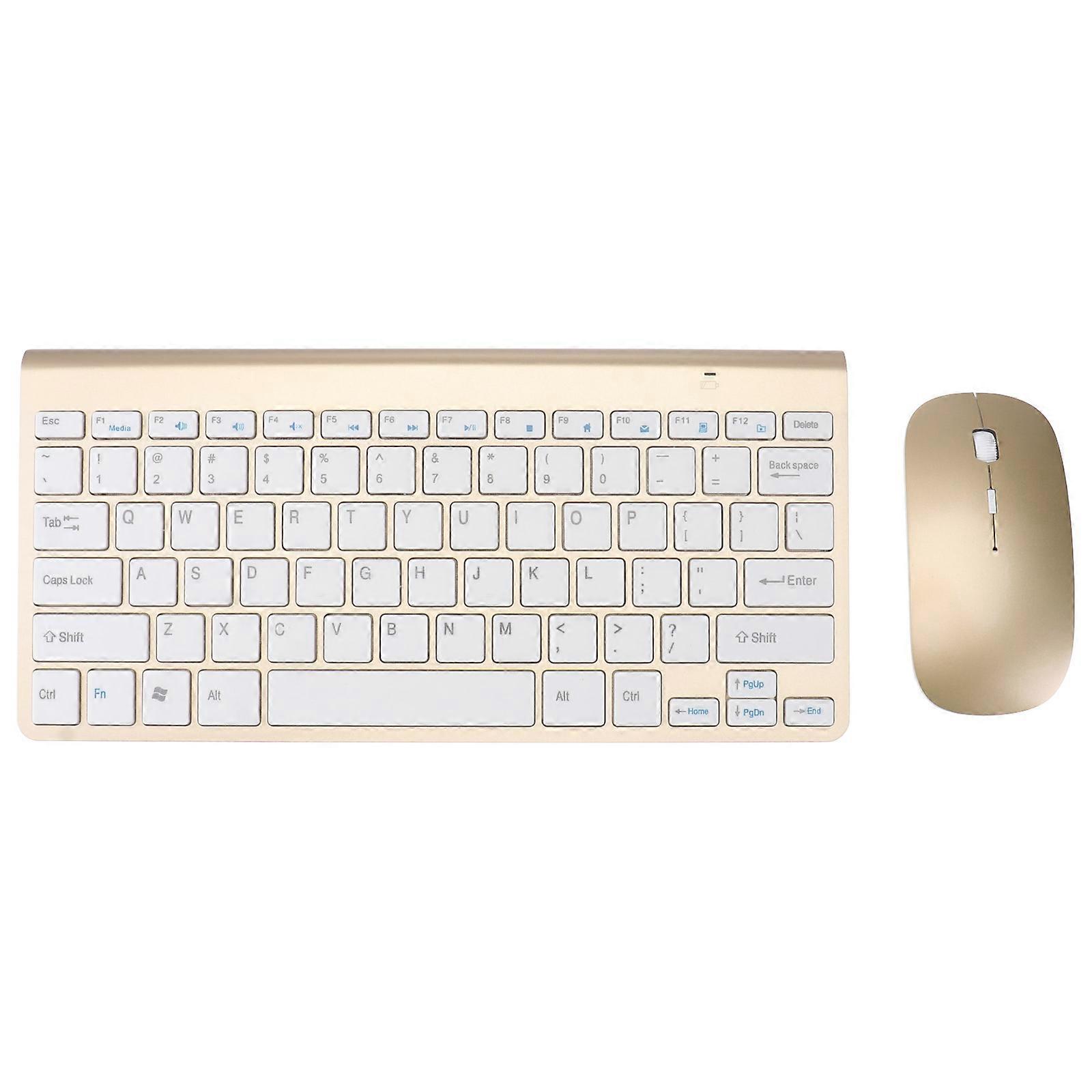 Compact Keyboard With Number Pad Wireless Golden 28.5x13.3cm For Travel Outdoor Use 1Set