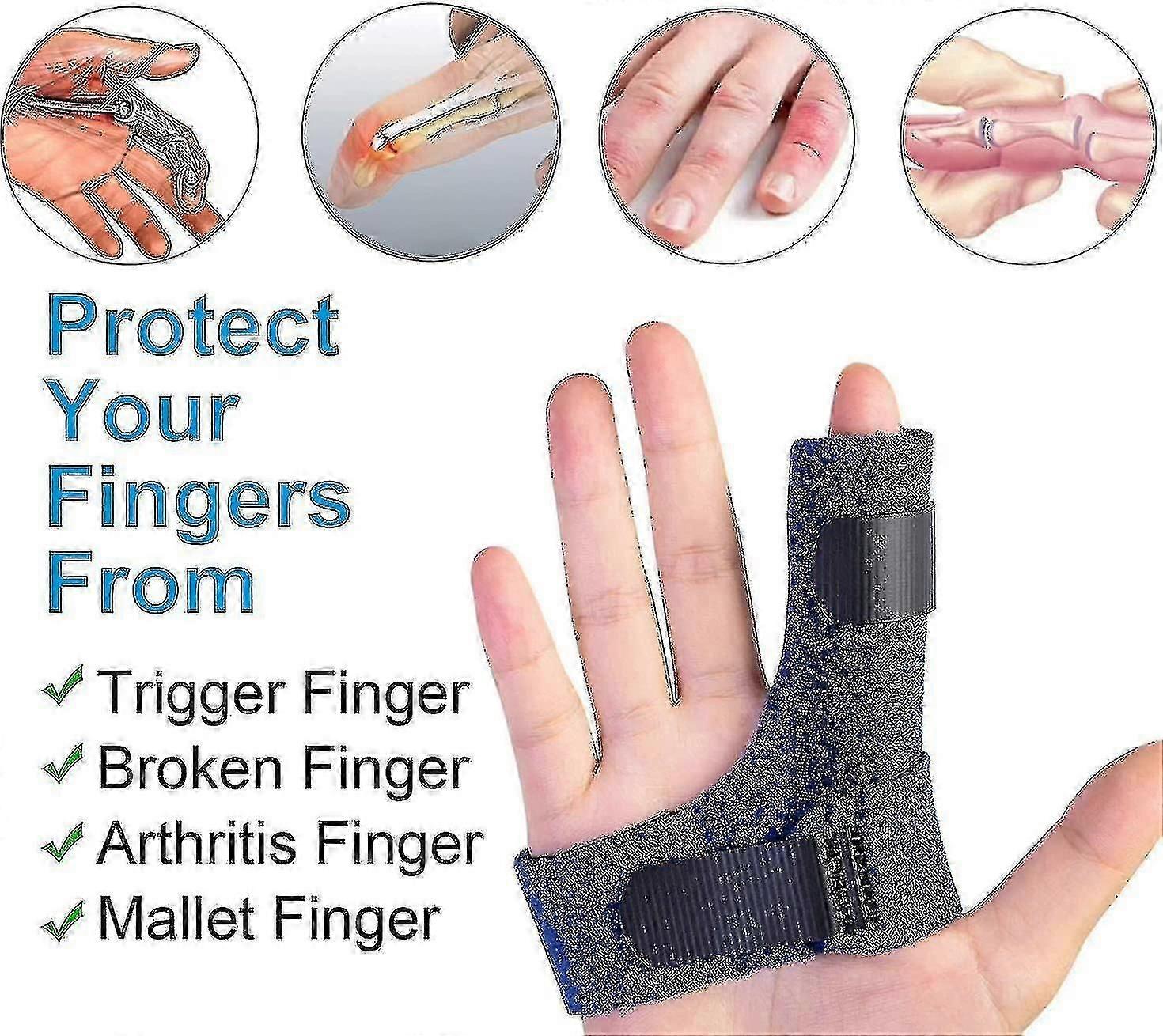 Finger Brace For Right Hand, Index Middle Ring Pinky, Trigger Finger Splints For Arthritis Pain Tendon Injury, Broken Mallet Finger Stabilizer Support
