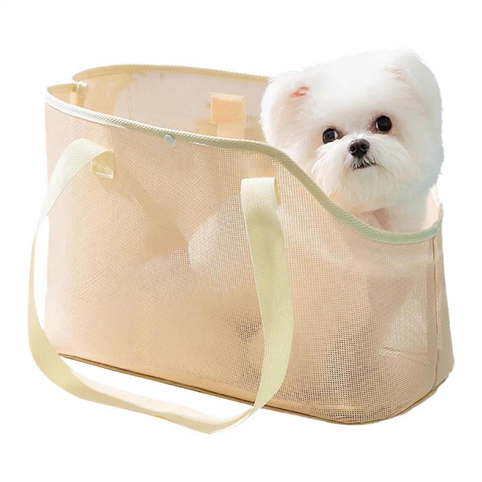 Dog carrier bag, shoulder carrier for cats, portable pet crate, breathable mesh fabric, prevents escape for walking outings.