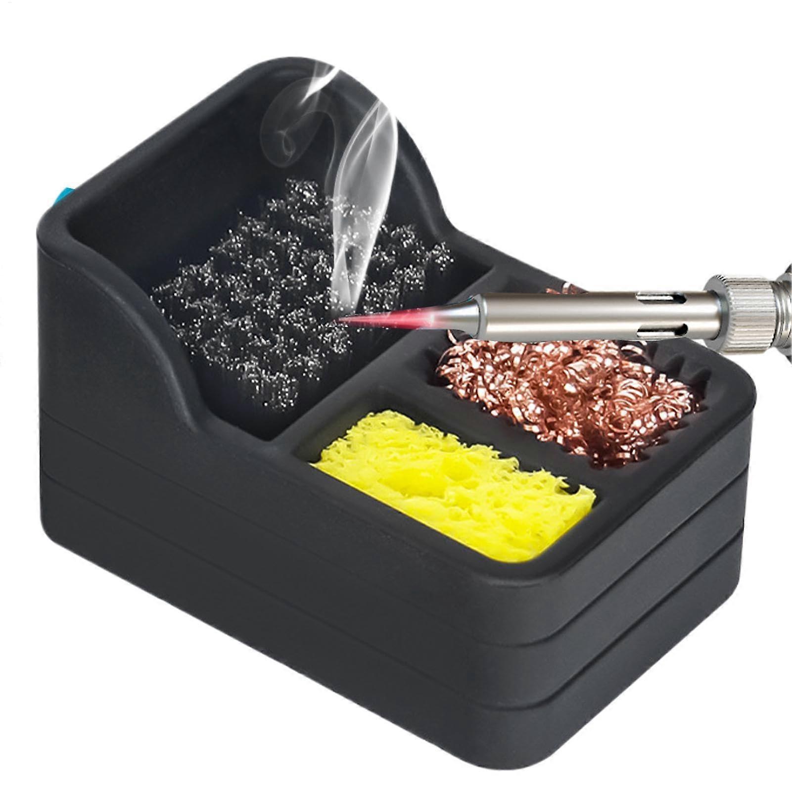 Durable Brass Solder Cleaner for Soldering Irons, 7.8 x 5.2 x 4.5 Black Sponge and Accessories Kit for Electronics Repair