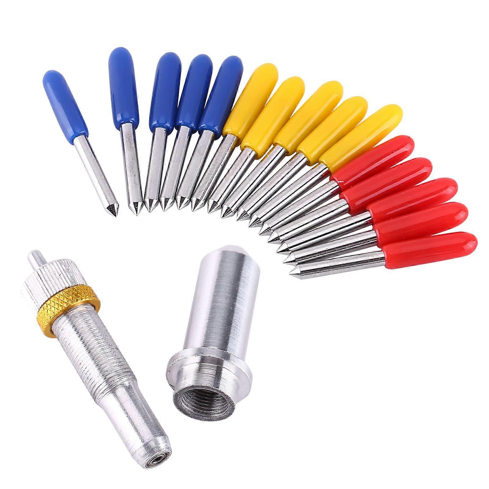 Tungsten Steel Plotter Cutter Blades 15 Pcs 30 Degree 45 Degree 60 Degree With Holder For Cutter And Adhesive Media