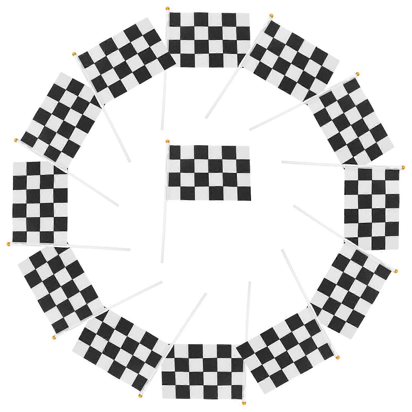 50pcs Mini Checkered Race Flags Hand Flags for Tiny Car Racing Black White