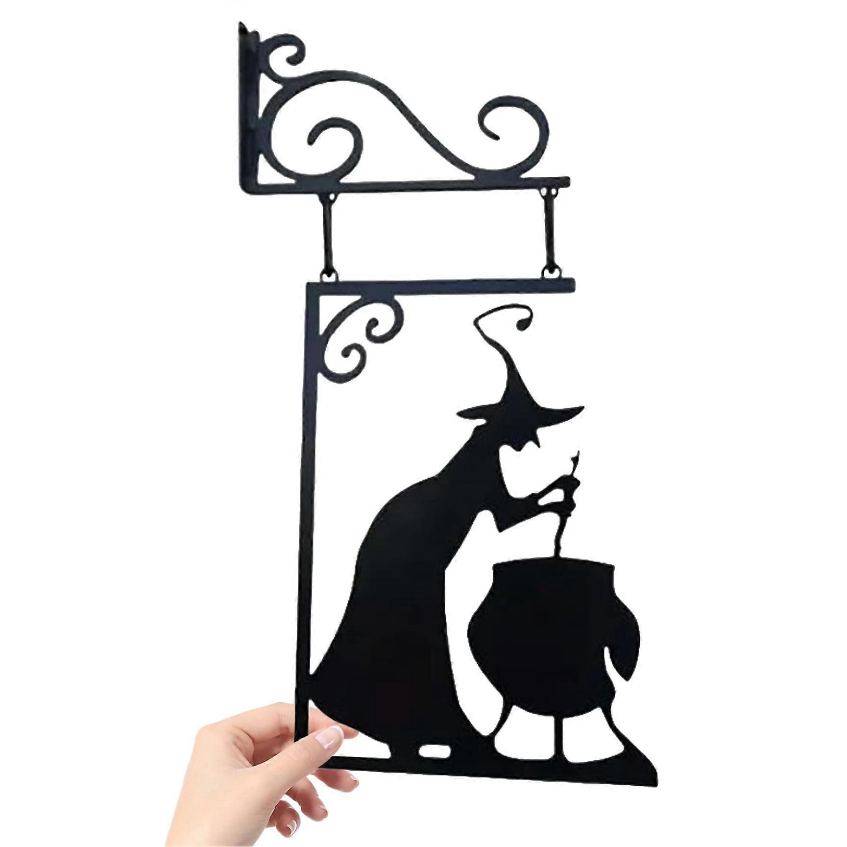 Halloween Hexe Kessel Silhouette Wandmontiertes Eisen Dekor für Hof, Party