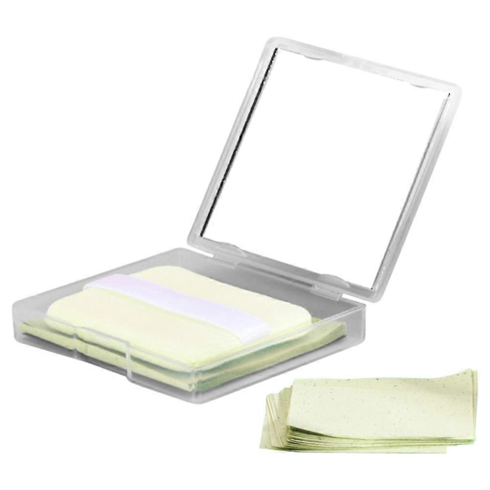 Oil Absorbing Sheets for Face, 150 Natural Blotting Papers with Green Tea, Portable Mirror Case & Makeup Puff for Oily Skin