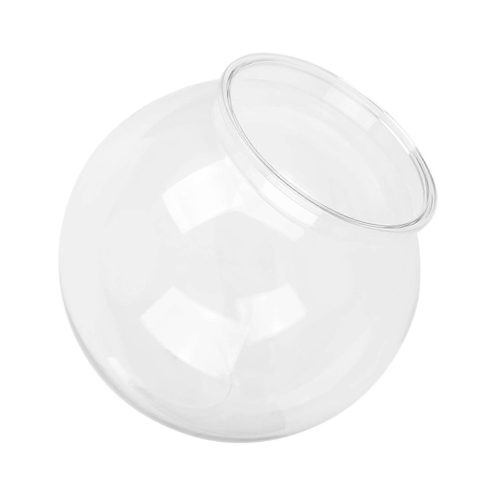Heavy Duty Plastic Round Fish Bowl Style Break Proof Multipurpose Small Round Fish Tank for Desk Bookcase Decorations L