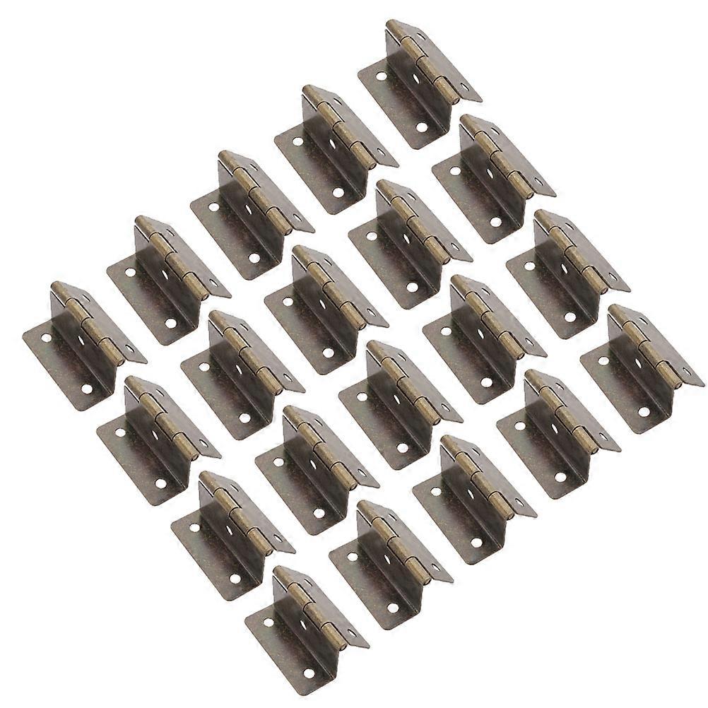 20pcs Retro Iron Cabinet Door Triple Folding Hinges Furniture Tool Without Screw