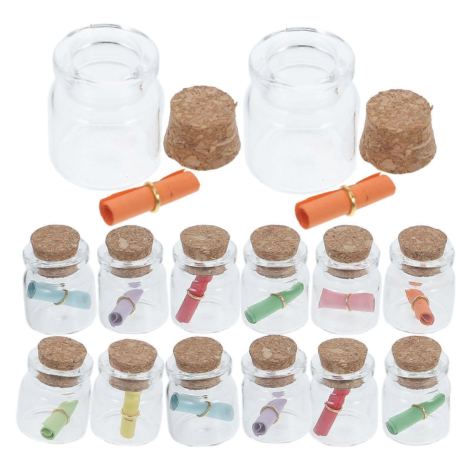 Mini Glass Jars with Cork Lids for Decorative Use Clear Multi Small Bottles 24 Pieces