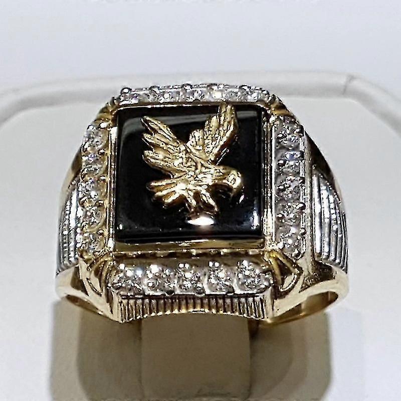Gold Eagle Diamond Black Drip Ring - Creative Eagle Diamond Black Drip Ring