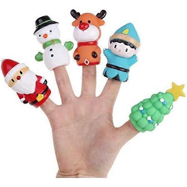 5 Christmas finger puppets, elk, Santa, snowman, Christmas tree
