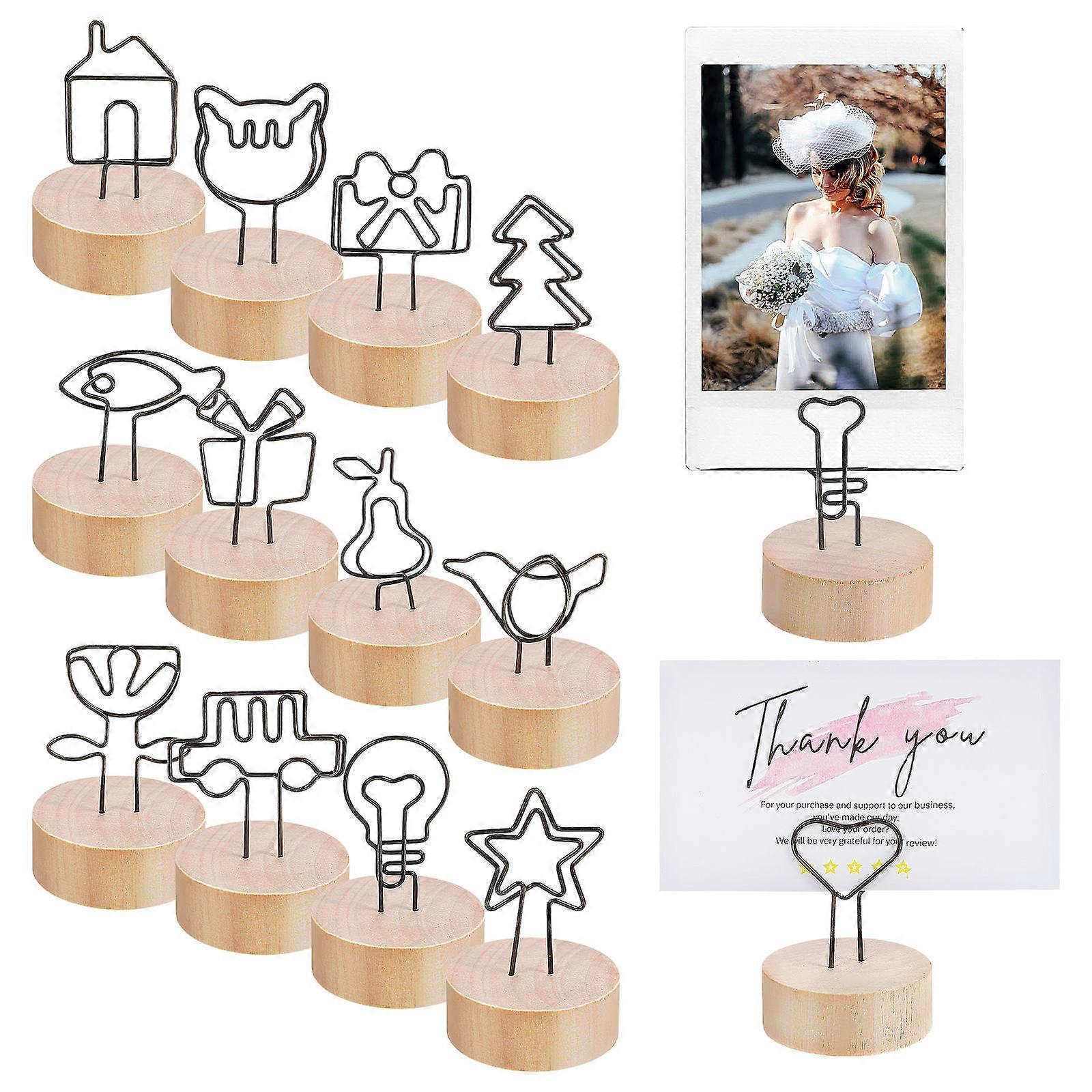 Natural Style Memo Clips For Home Decoration With Unique Shapes And Stable Grip In 13 Pcs Wooden Photo Display Set