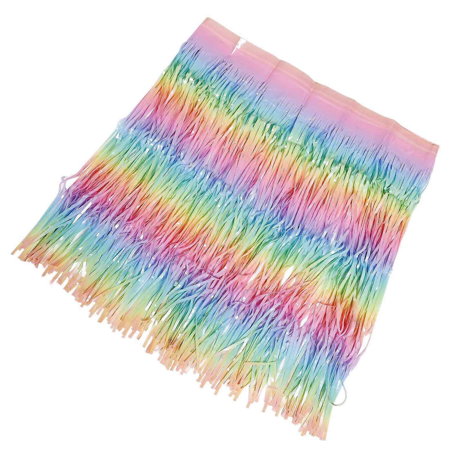 Foil Fringe Table Skirt Decorative Gradient Design Easy To Clean Multi Color 275.00X75.00X0.10Cm For Wedding Party Parade 1Pack