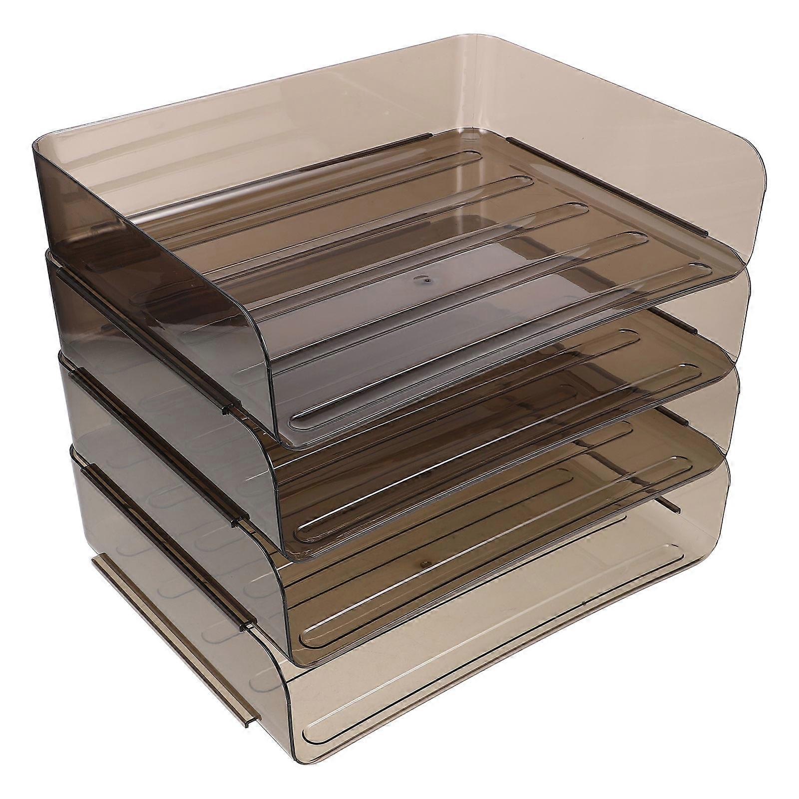 Paper File Organizer For Office Modern Acrylic File Organizer With Multiple Layers 32.50X28.00X25.50CM Study Environment 1Set
