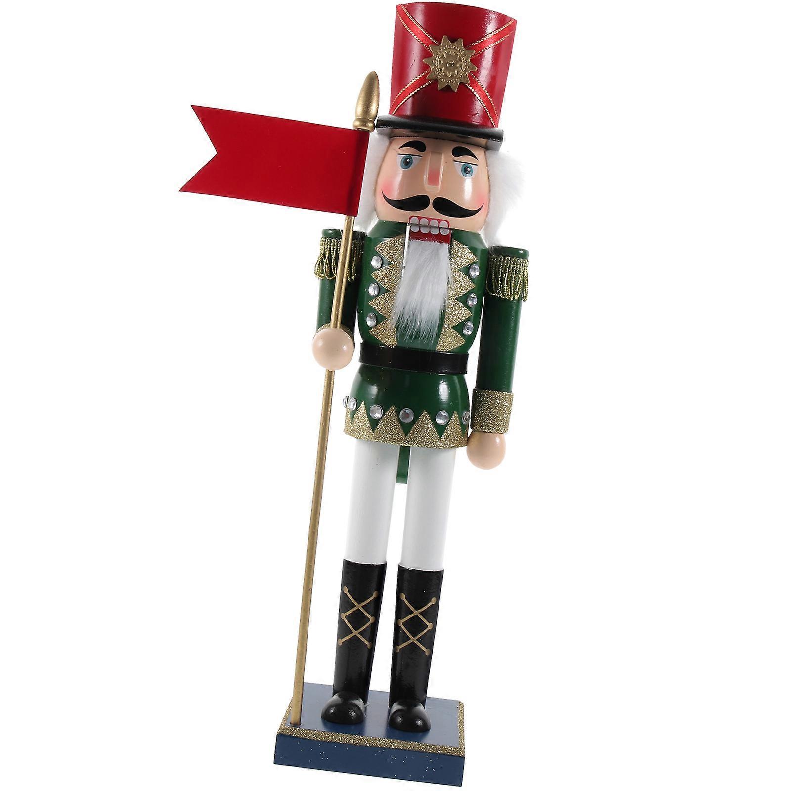 Wood Nutcracker Figurine Statue Decor Traditional Wood Nutcracker Soldier Figure Christmas Celebration 1Pack
