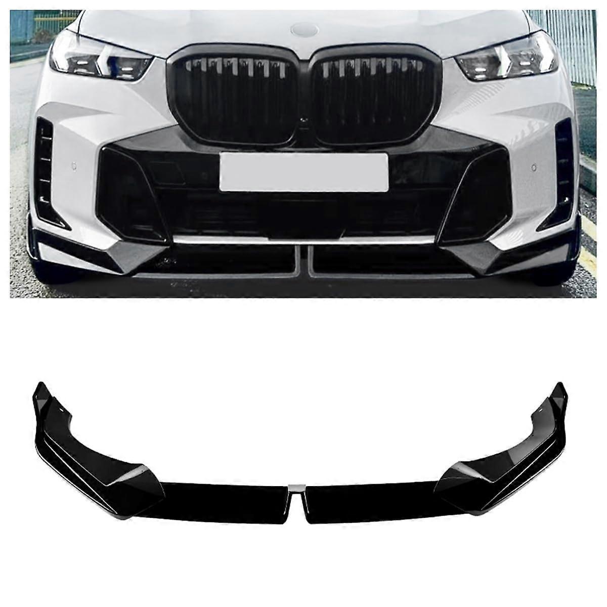 Car Front Bumper Spoiler Lip Kit for BMW X5 G05 LCI M Sport  Glossy Black Carbon Fibre Look
