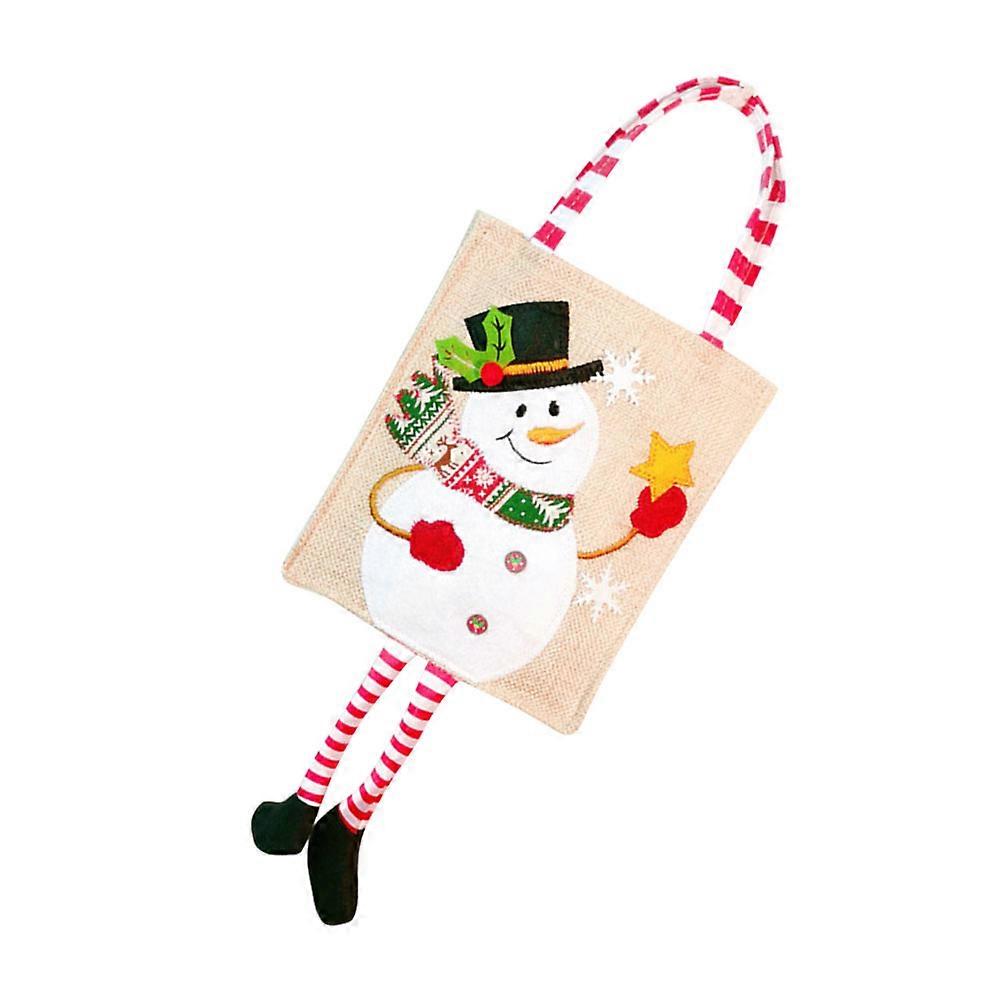Christmas Linen Gift Bag with Snowman Design – Reusable Holiday Candy Holder & Storage Pouch for Parties, Home Decor, and Retail Use – Fade Resistant