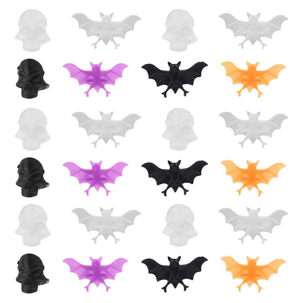 خواتم بلاستيكية ملونة للأطفال زخرفة الأصابع مناسبة لحفلة الهالوين بألوان متنوعة 50 قطعة