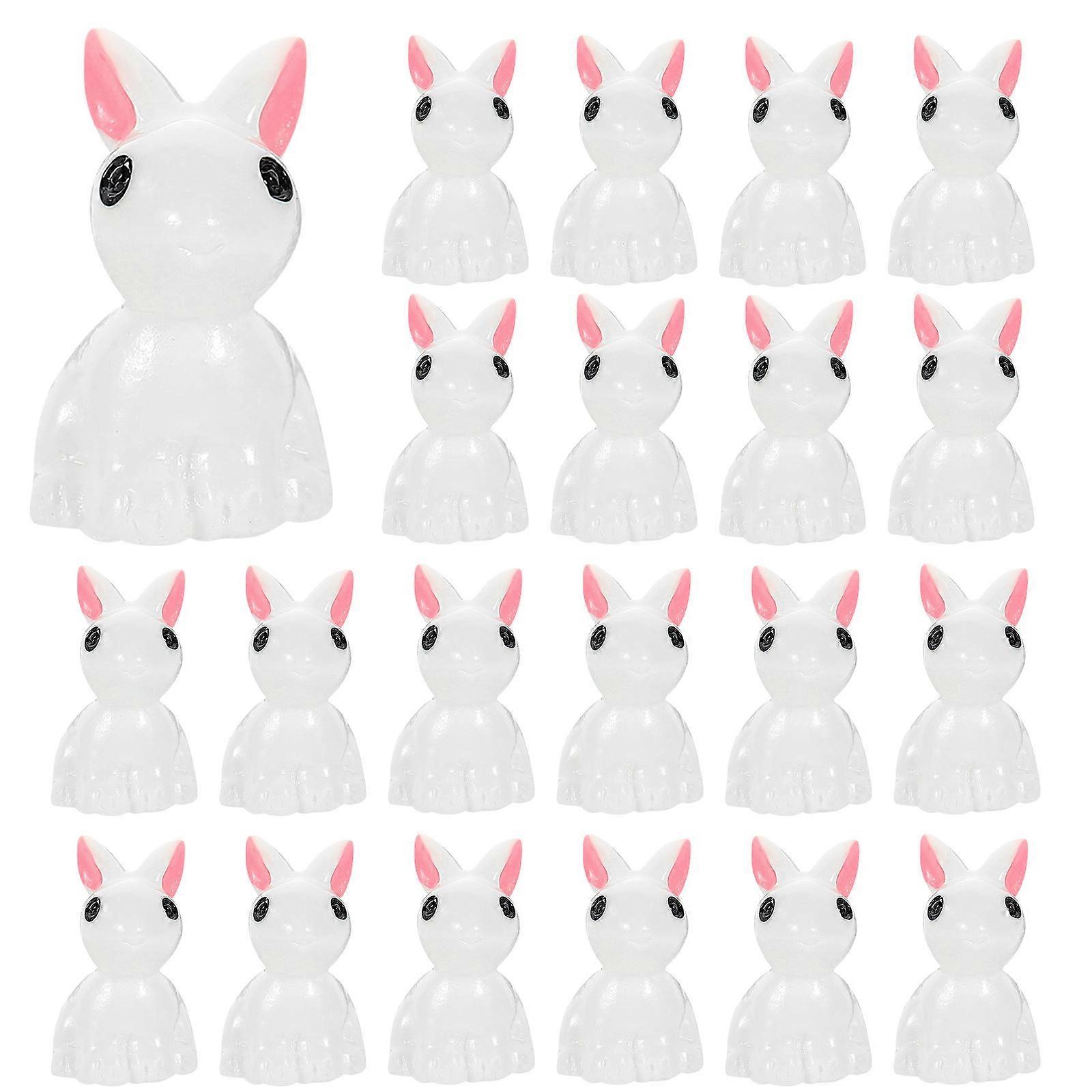 50Pcs Mini Bunny Figurines Garden Statue Resin Miniature Rabbit Sculpture Micro Landscape Decor