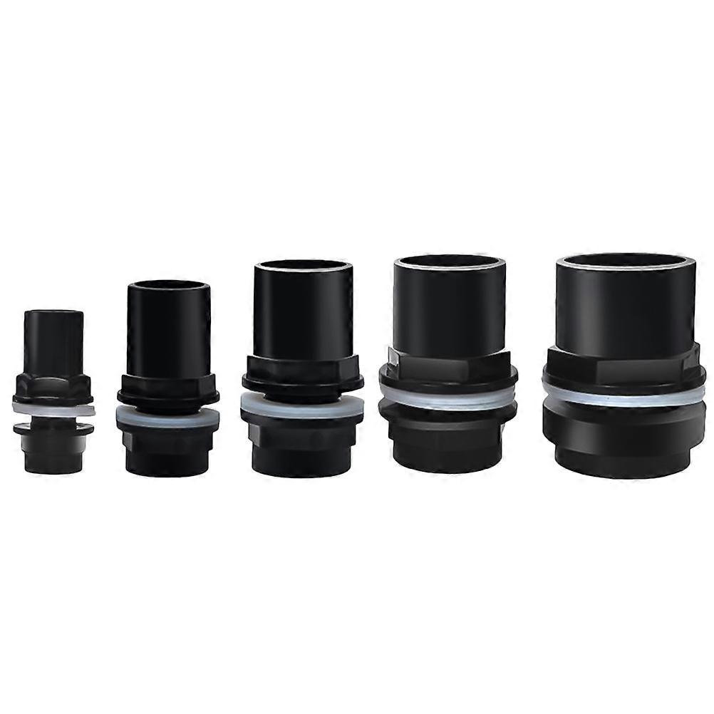 5pcs Black Water Pipe Fittings for Fish Tank PVC Waterproof Easy to Install Size 1+2+3+4+5