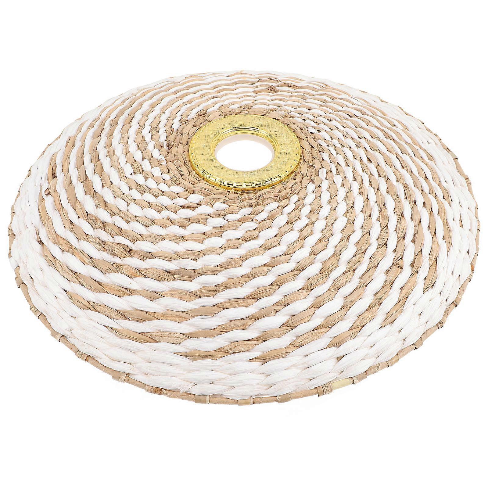 Boho Woven Lampshade Small Table Lamp Dustproof Hotel Ceiling Lamp Cover 35x35cm Sky-Blue 1Pcs