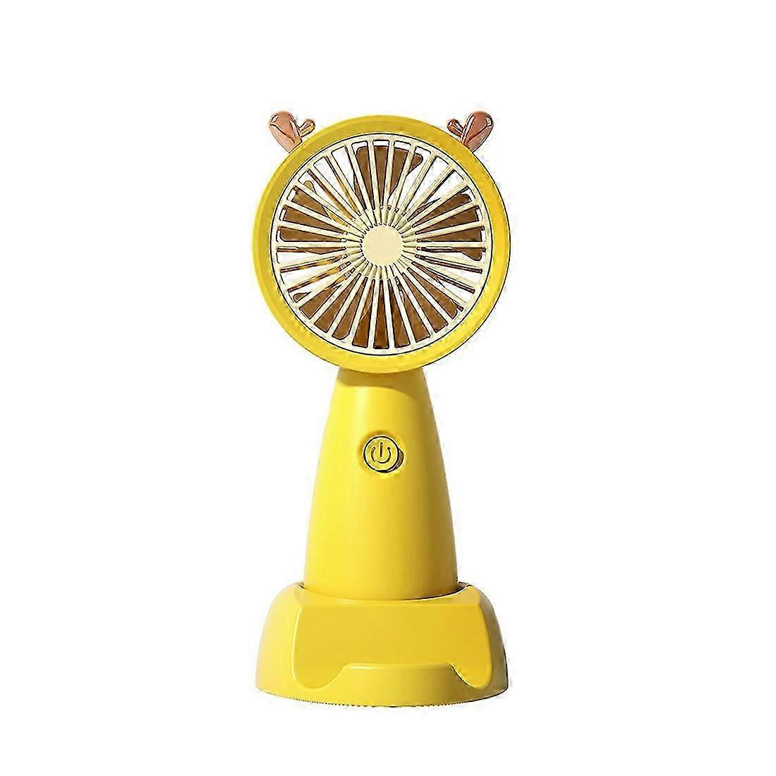 USB Mini Handheld Fan Office Mute Charging Handheld Fan Yellow