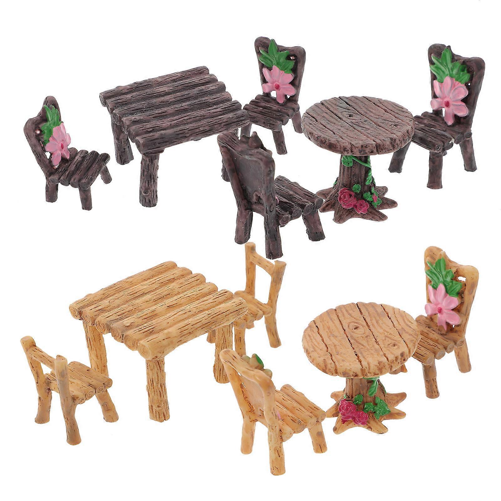The **4Sets Miniature Furniture Set Fairy Garden Table and Chairs** is a charming and whimsical addition to any miniature garden, fairy garden, or