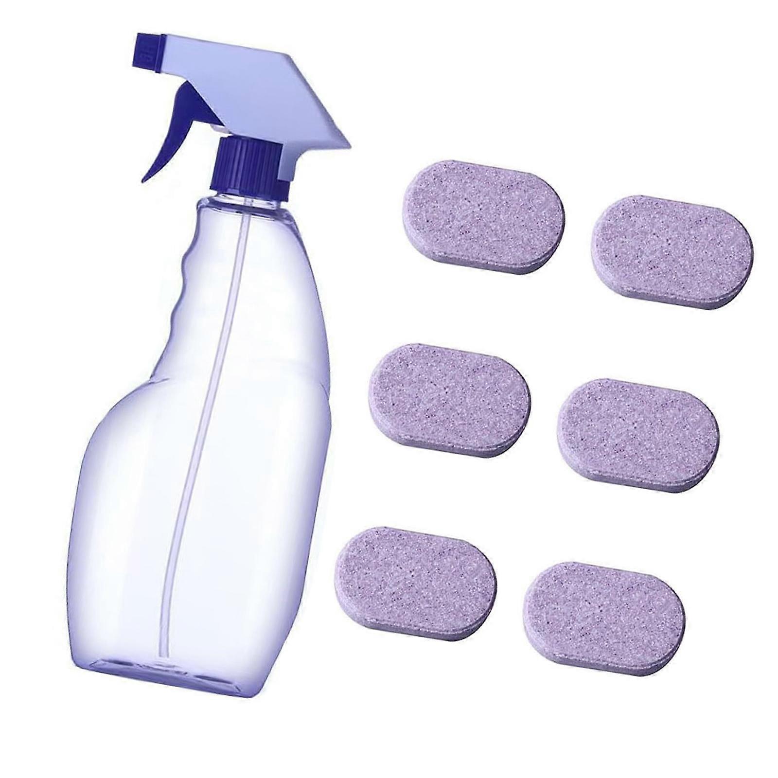 6Pc Cleaning Tablets With Reusable Sprays Bottle For Kitchen Greases Stain Odor Removal Nontoxic Fast Dissolve Solution Multicolor