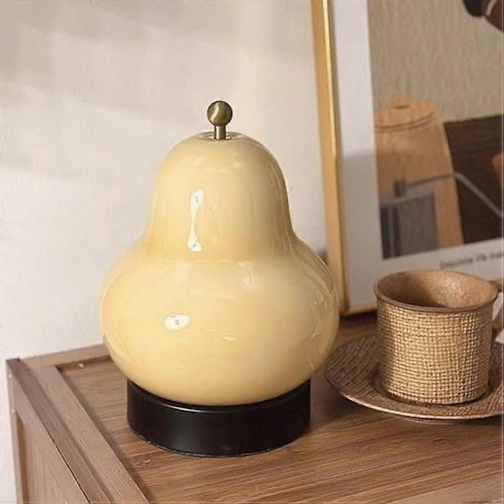 Wireless LED Table Lamp with 3 Light Modes, Dimmable Night Light, Portable USB-C Rechargeable, Yellow for Bedroom and Living Room