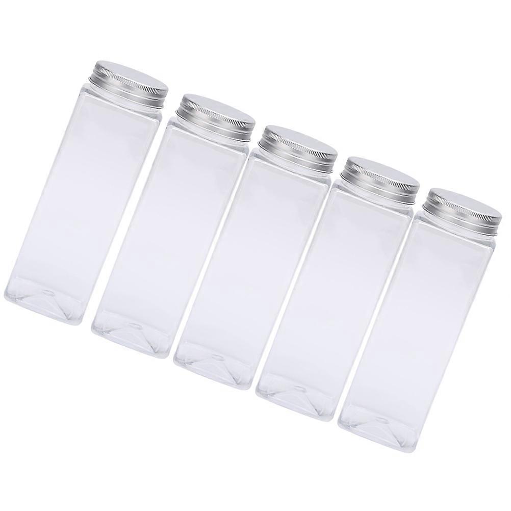 5Pcs 500ml Coffee Bottles Juice Empty Bottles PET Water Storage Containers with Holeless Lids