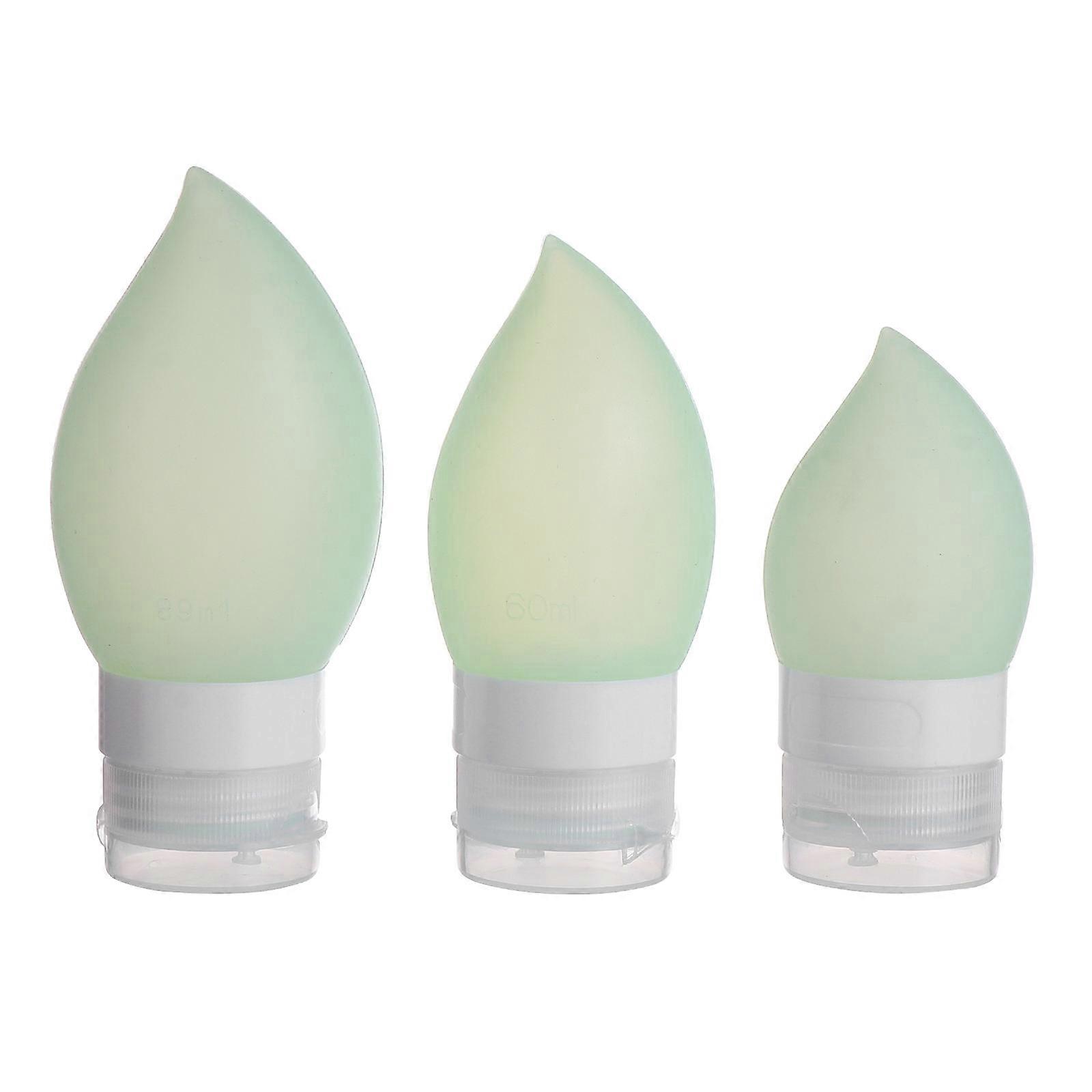 Portable Travel Kit with 3pcs Green Silicone Bottles 38ml 60ml 89ml for Storage Use