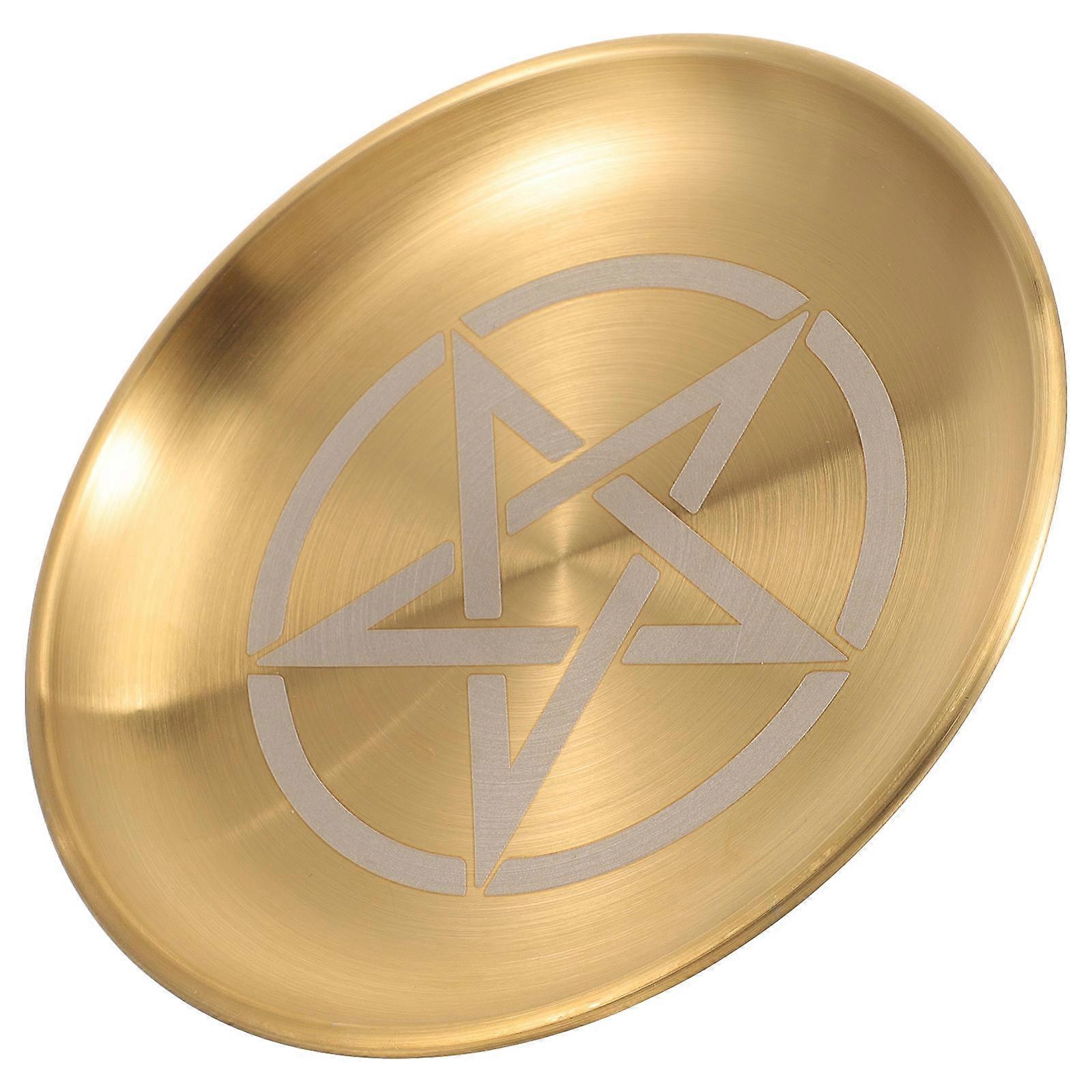 Round Pentagram Altar Tray Decorative Plate for Pillar Candles Table Storage Ritual Use Stylish Ceremony Display