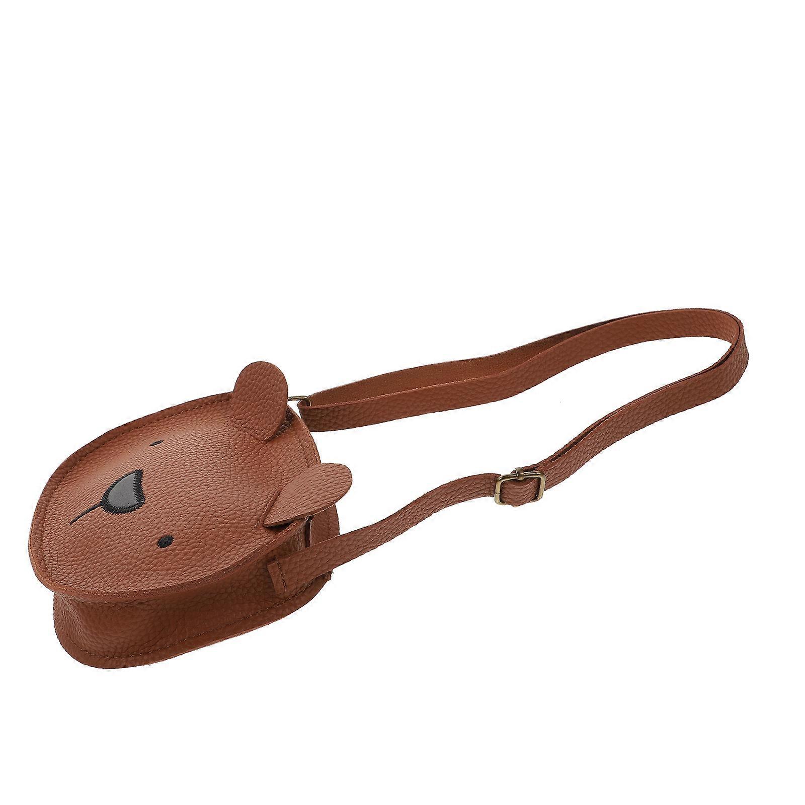 Crossbody Bag With Bear Shape For Kids Orange Color Ideal For Camping Traveling 1Pcs