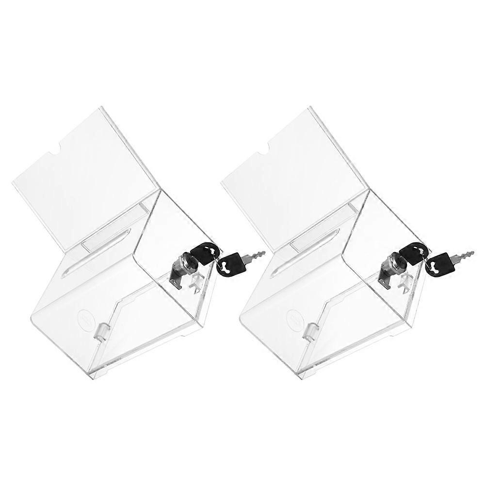 Clear Acrylic Suggestion Box Transparent Tip Box for Business Cards Portable Office Card Holder Donation Container for Events Charity Use
