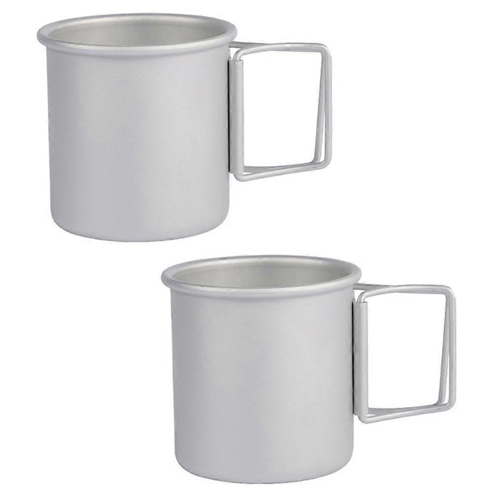 Durable Foldable Aluminium Alloy Mugs Suitable For Hiking Traveling Outdoor Activities 8X7X7cm Round Bottom Practical 2Set
