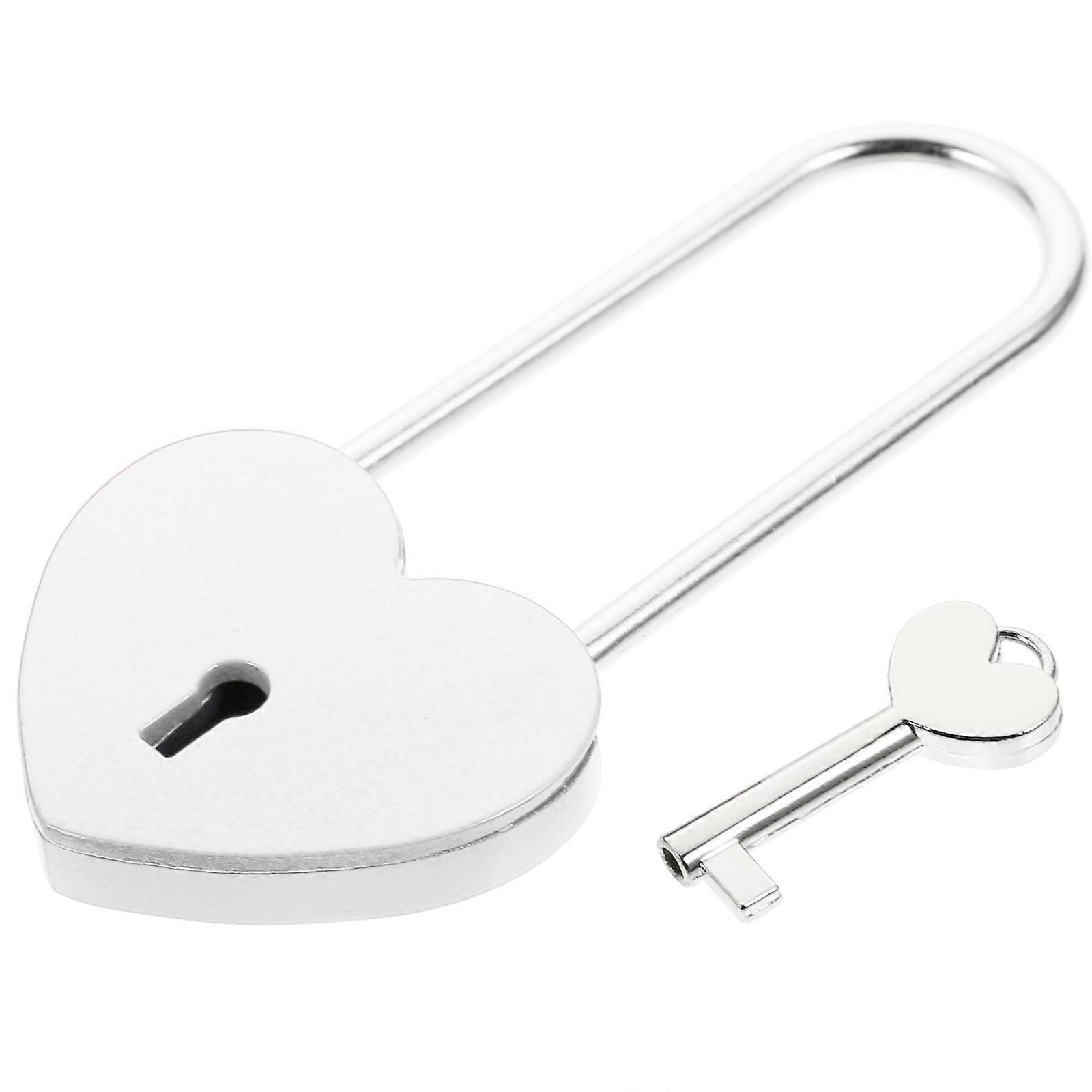 Durable Heart Shaped Lock for Decor Made of Zinc Alloy White Color Small Size 1PC