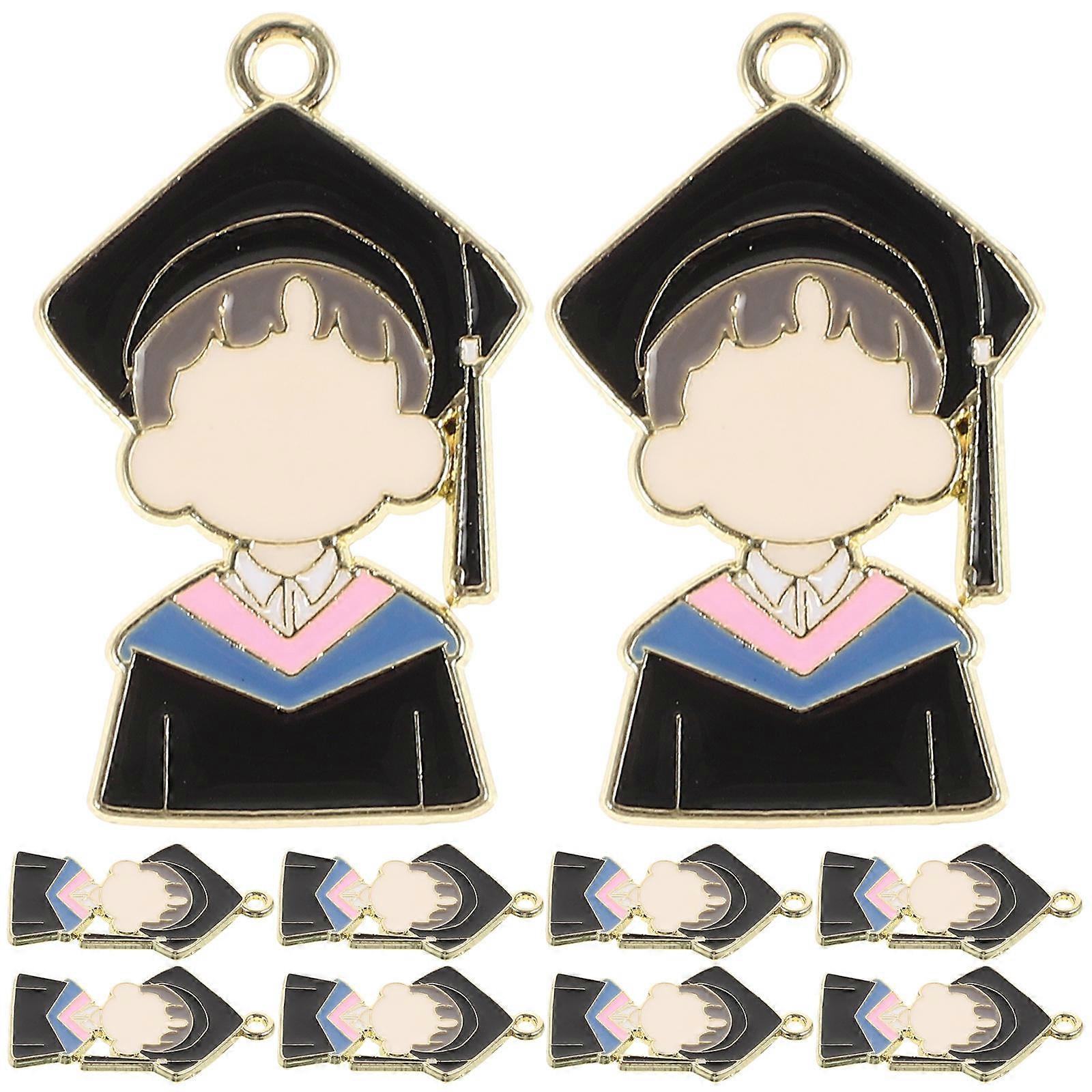 Jewelry Accessories Graduation Charms For DIY Projects 10Pcs Multi Metal Charm Boy Girl Shape