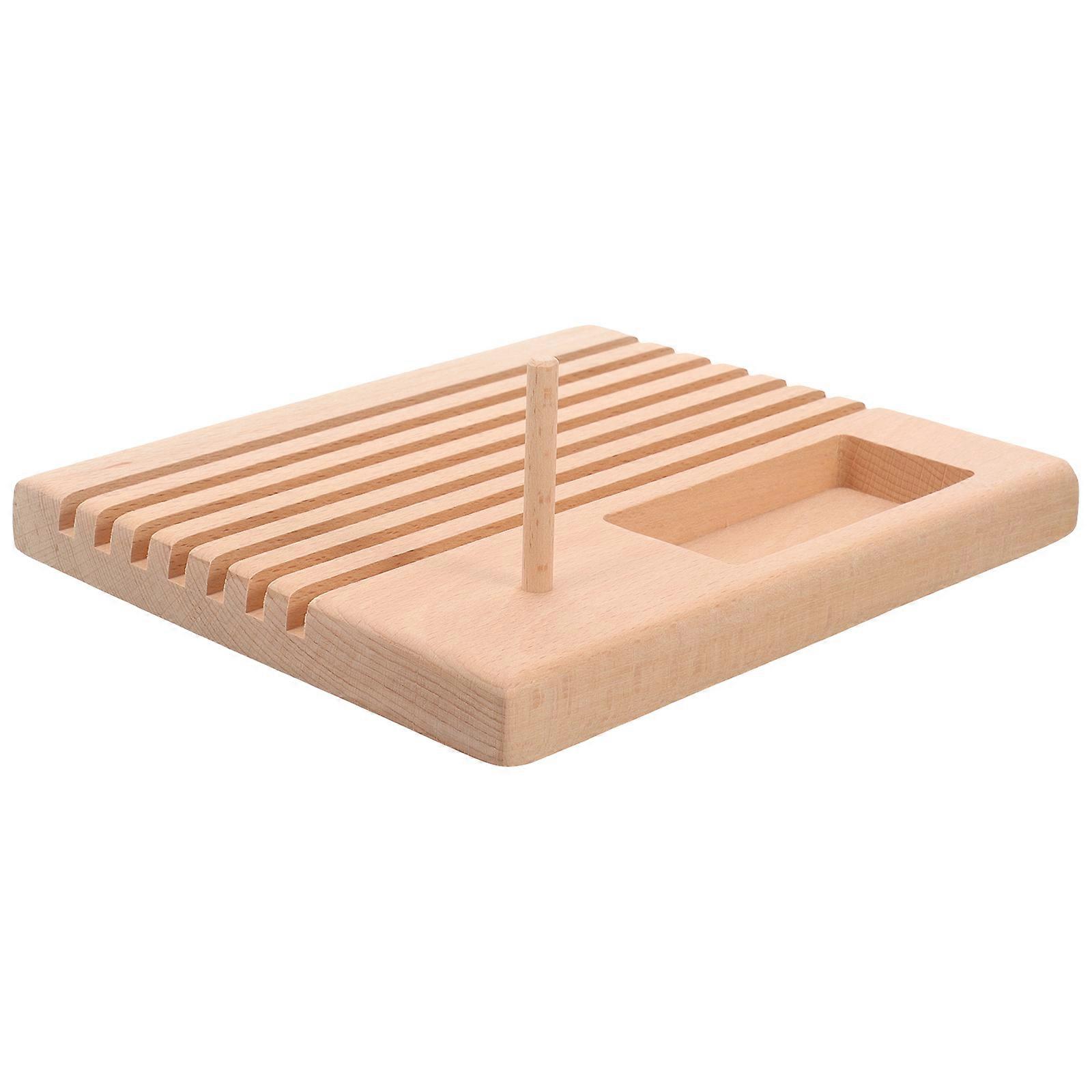 Wooden Spool Holder and Ruler Storage Rack for Household Sewing 1 Set Solid Template Thread Organizer