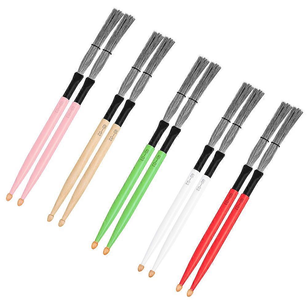 5 Pack End Drum Brush Set for Cleaning Drum Sticks & Percussion Instruments, Compact Design