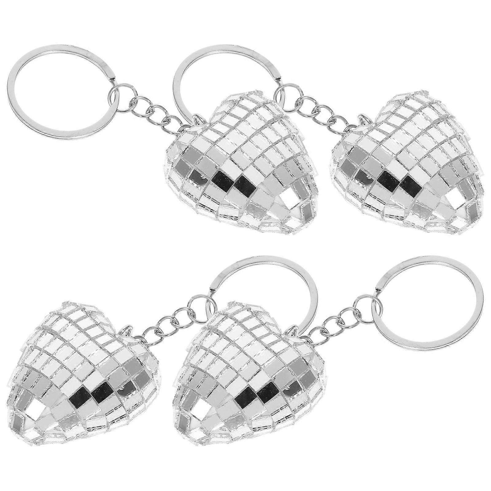 Here's a refined and engaging product description for your **4pcs Disco Heart Shaped Keychain Charm**:
✨ **Disco Heart Keychain Charms 4pcs Set**