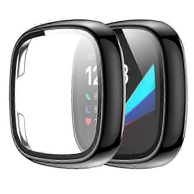 Compatibile per Fitbit Versa 3 / Sense Custodia rigida per PC galvanica con protezione per lo schermo in vetro temperato Smart Watch resistente ai graffi