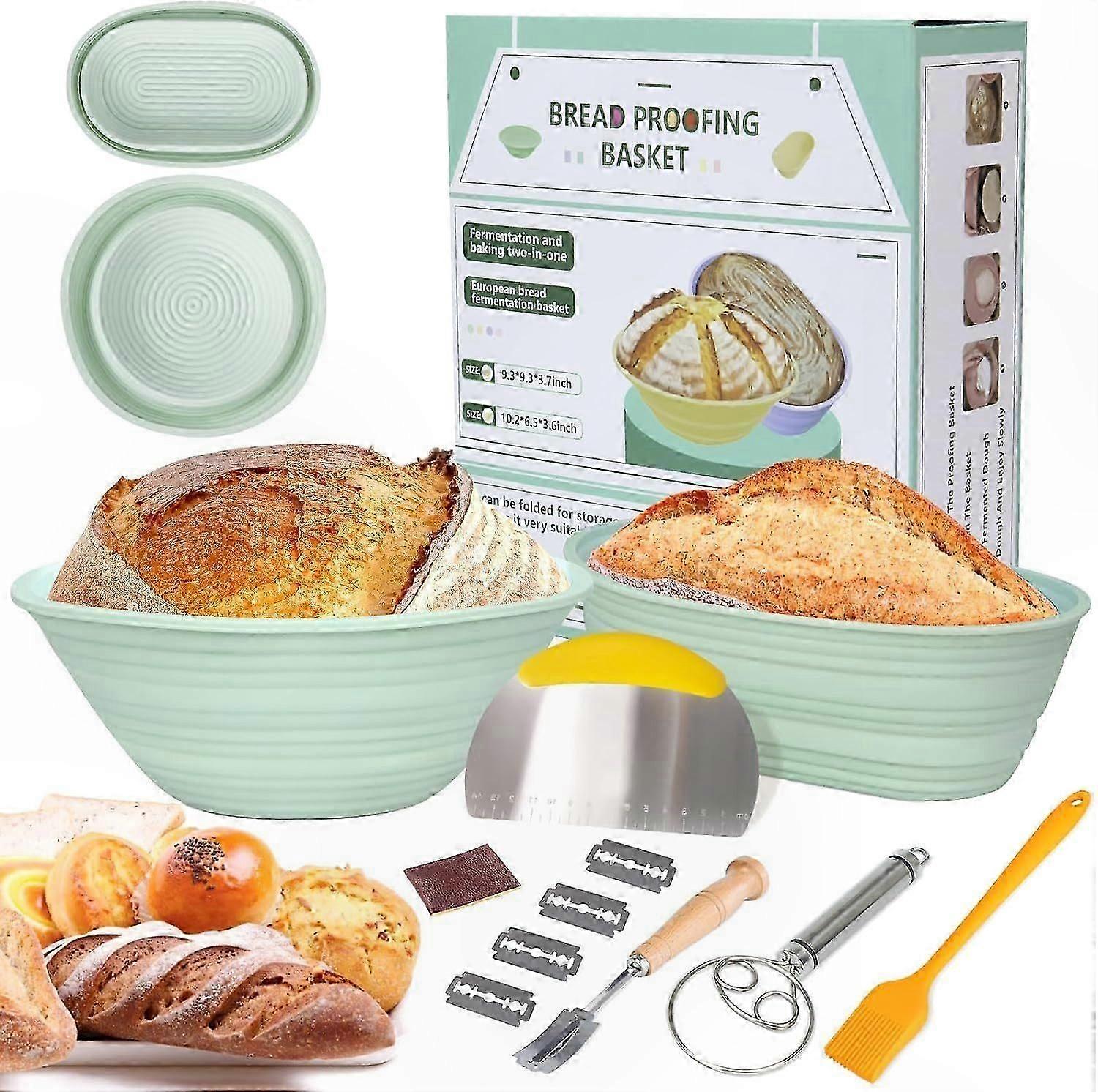 Adjustable Silicone Bread Proofer Basket Set for Baking and Dough Rising