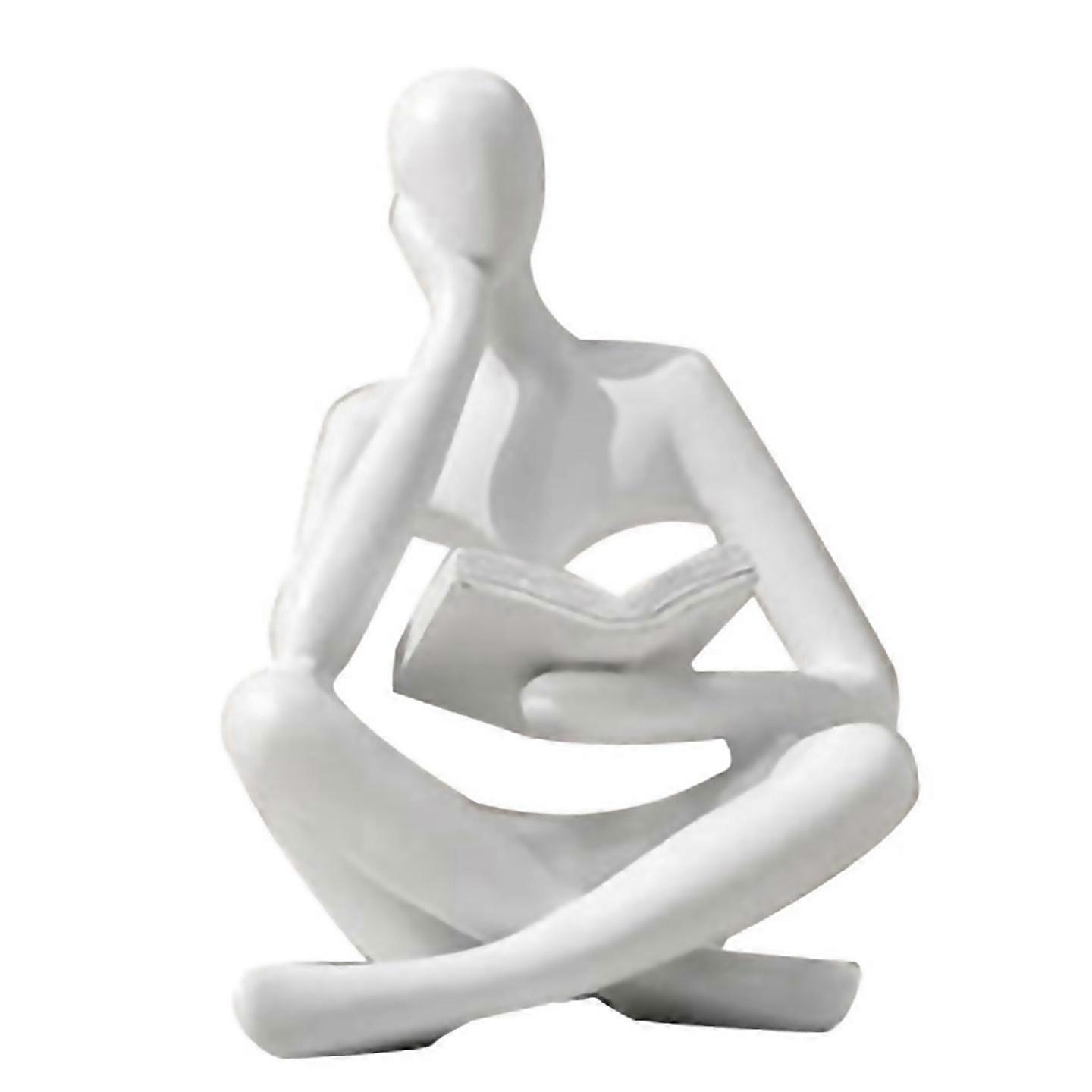For thinkers resin statue reading ornament b White