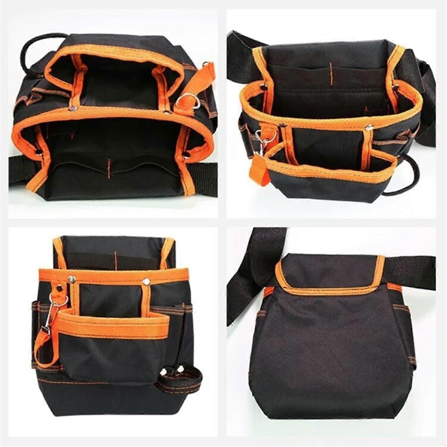 600D Oxford Tool Bag with Pockets for Maintenance, Electrician Belt, Practical Hardware Waist Tool Pouch for Carpenters, Gardeners, Orange