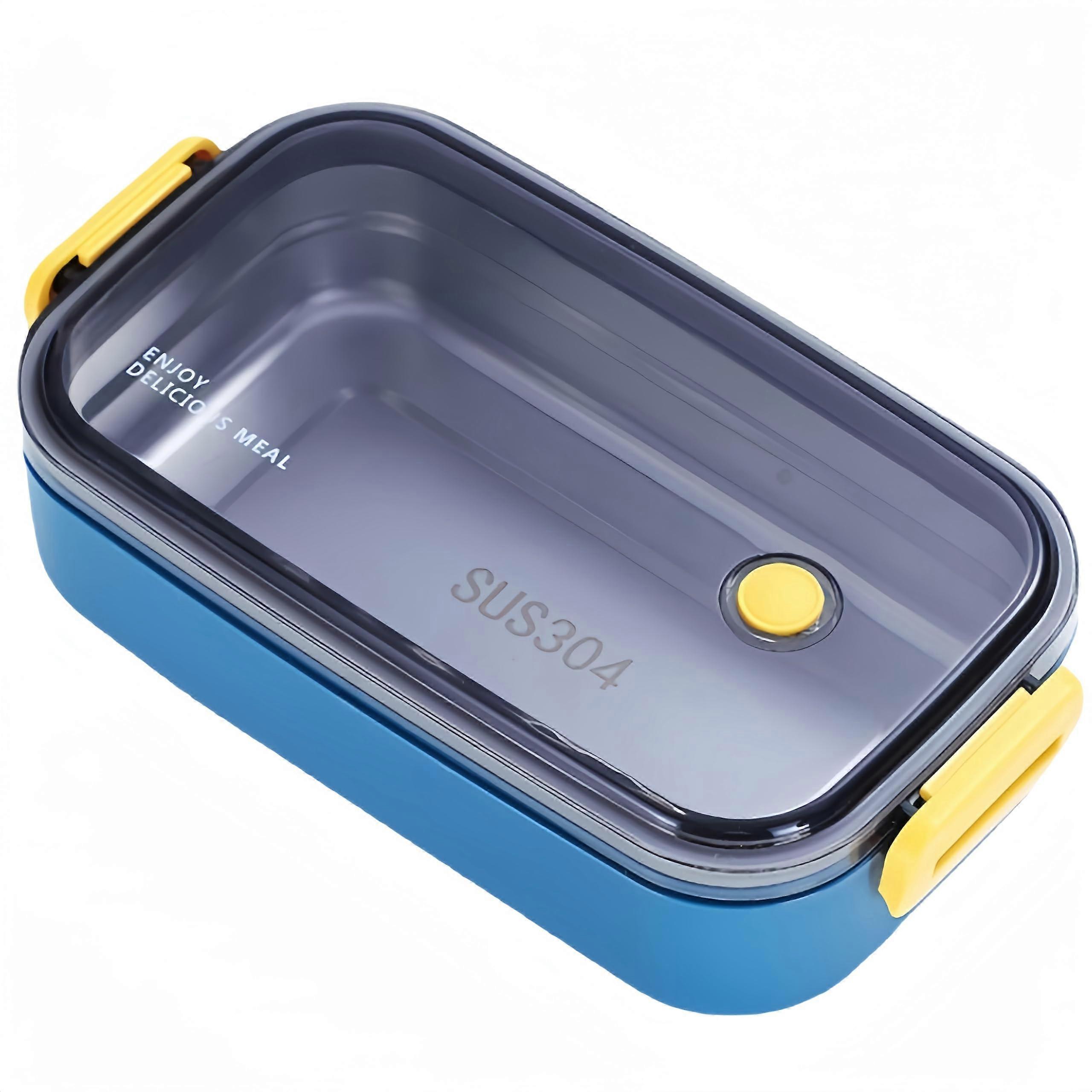 Bento Box Lunch Boxes, Stainless Steel, Reusable Food Storage Containers with Transparent Lids (Blue)