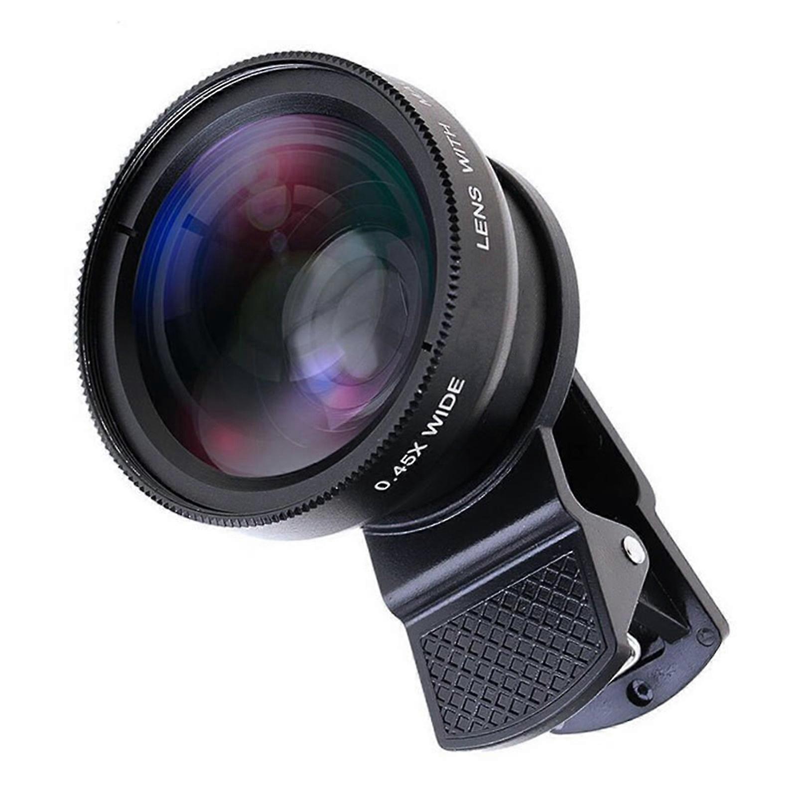 Adjustable Phone Camera Lens 0.45x Very Wide Angle Macro Photography Attachment Upgrades for Travel Outdoor Shoot Multicolor